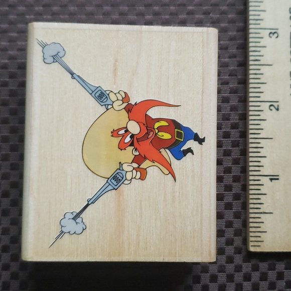 ☆Rare☆ Yosemite Sam Rubber Stamp •Rootin' Tootin'• Warner Bros •Looney Tunes - Picture 3 of 8